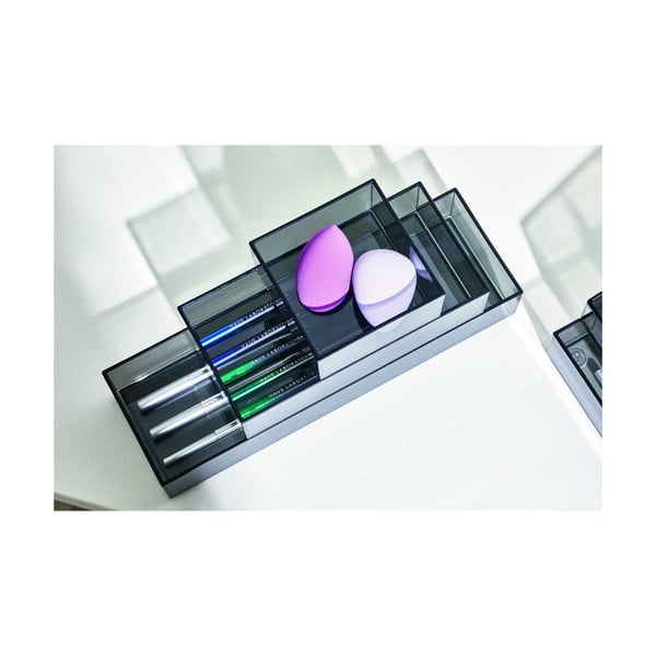 Mat crni kupaonski organizatori za kozmetiku od reciklirane plastike u setu od 3 kom Stack & Slide - iDesign-image-3