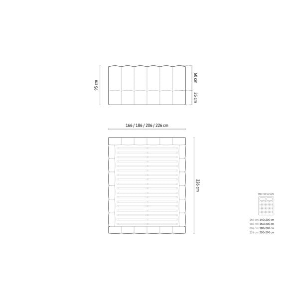 Svijetlo sivi tapecirani bračni krevet s prostorom za pohranu s podnicom 160x200 cm Lupine – Micadoni -image-4