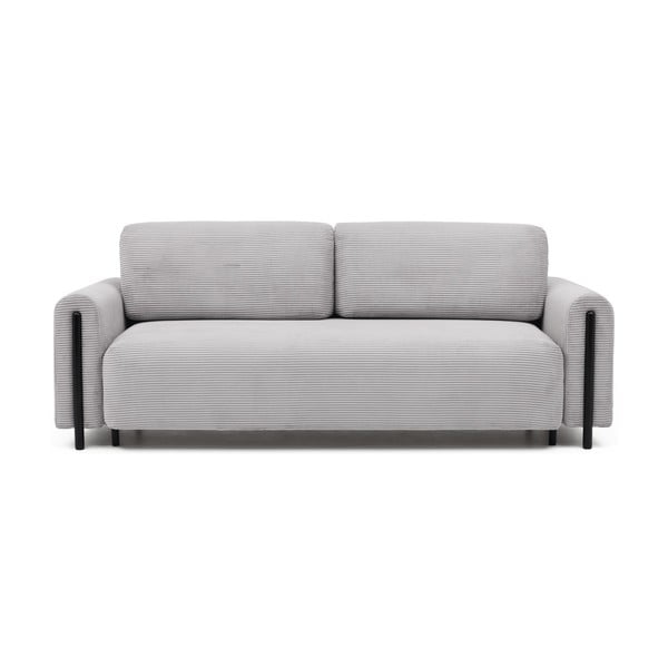 Svijetlo siva sklopiva/s prostorom za odlaganje sofa od samta 244 cm Arcadova – ELTAP