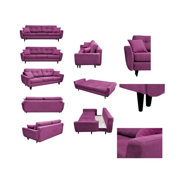 Ljubičasti trosjed na razvlačenje s crnim nogama Mazzini Sofas Jasmin-image-1