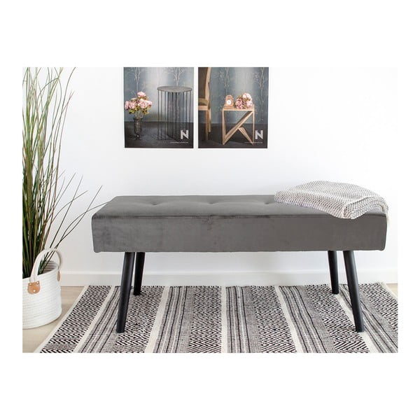 Siva baršunalna klupa Bonami Essentials Skiins-image-1