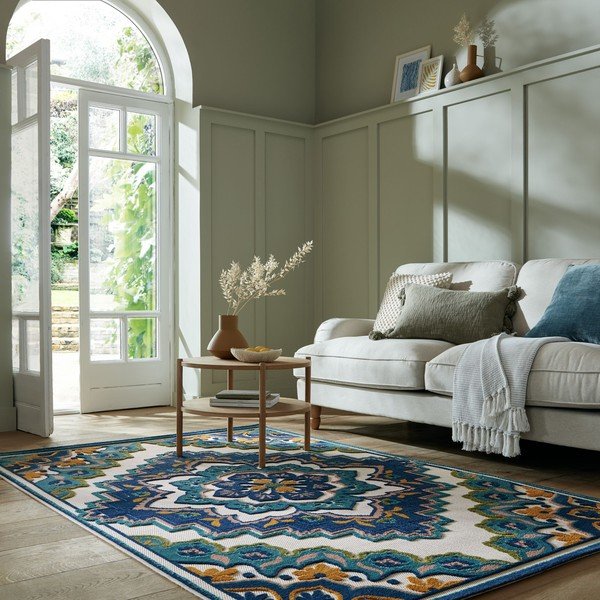Plavi vanjski tepih 160x230 cm Beach Floral – Flair Rugs-image-1