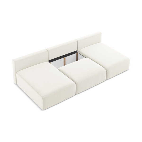 Krem baršunasti sklopiva/s prostorom za odlaganje kutna garnitura (u obliku slova "U") Kalena – Makamii-image-4