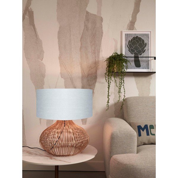 Svijetlo siva/u prirodnoj boji stolna lampa s tekstilnim sjenilom (visina 60 cm) Kalahari – Good&Mojo-image-2