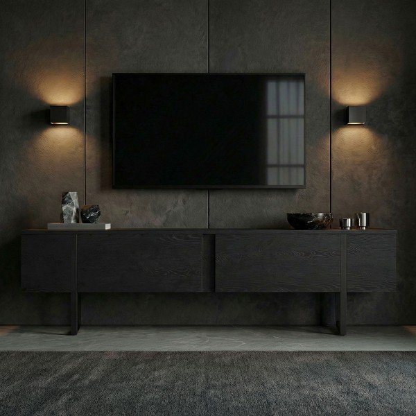 Crna TV komoda 180x50x30 cm Onera – Kalune Design-image-1