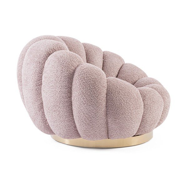 Ružičasta okretna fotelja od bouclé tkanine Florel – Bizzotto-image-3