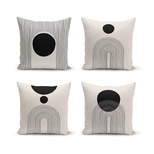 Crno-bež jastučnice u setu 4 kom 43x43 cm - Minimalist Cushion Covers