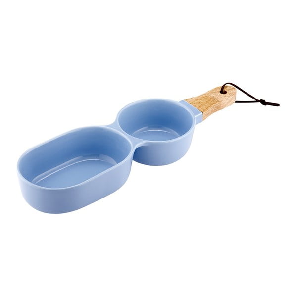 Plava dvostruka zdjela za posluživanje s detaljima od bambusa Ladelle Classic