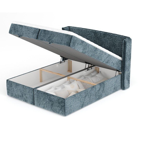 Plavi boxspring krevet s prostorom za pohranu 180x200 cm Passion – Maison de Rêve-image-3