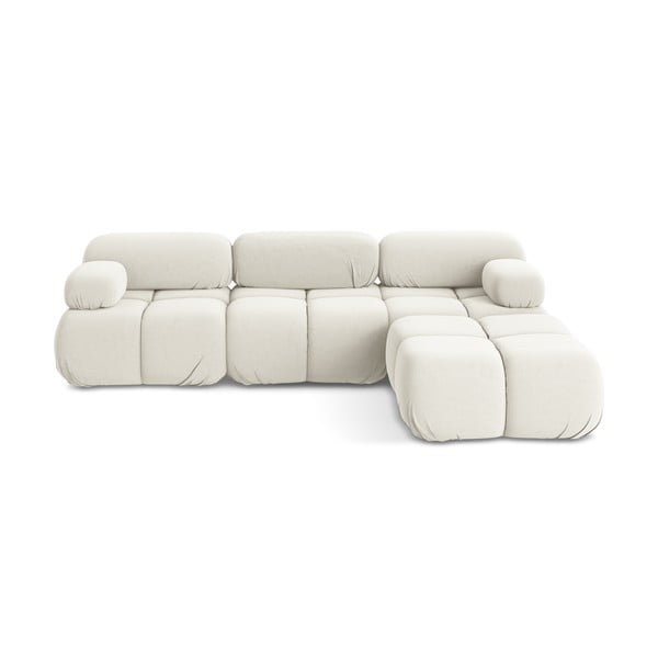 Bijela baršunasti kutna garnitura Lokua – Makamii