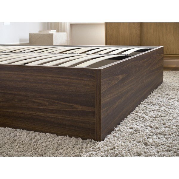 Tamno smeđi bračni krevet od iverice u dekoru breze s prostorom za odlaganje/bez uzglavlja s podnicom 140x190 cm Mara – Bobochic Paris-image-4