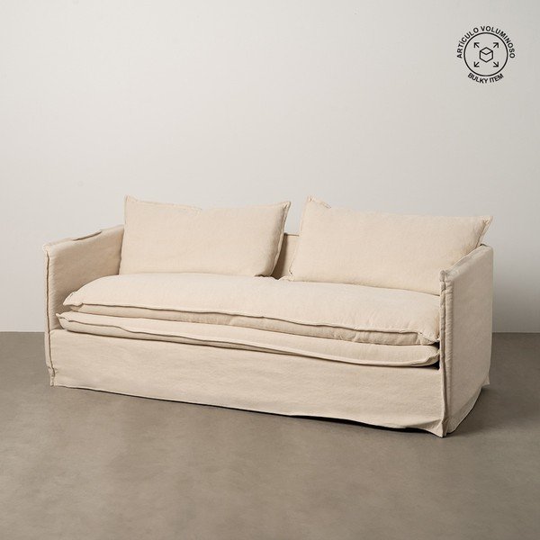 Krem lanena sofa 210 cm – Ixia-image-1