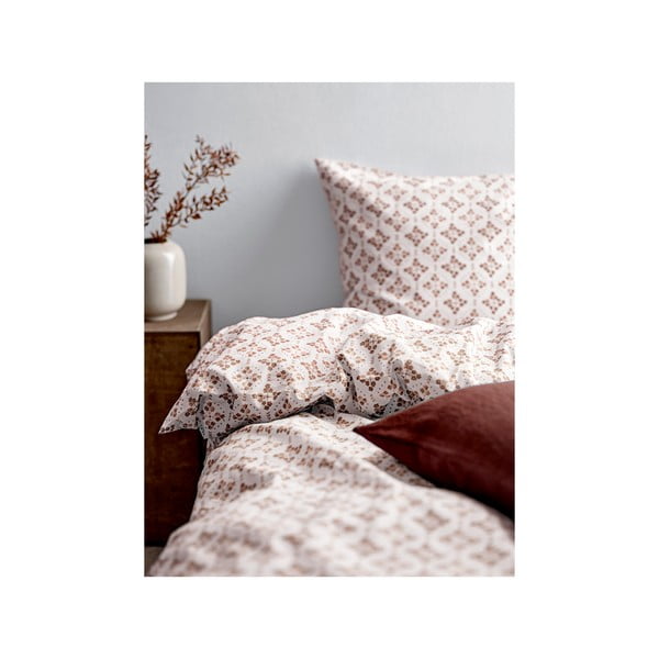 Bijela/smeđa pamučna posteljina za krevet za jednu osobu 140x200 cm Heirloom – Södahl-image-1