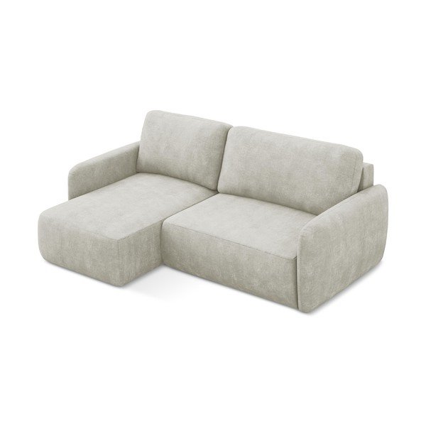 Krem sklopiva/s prostorom za pohranu kutna garnitura od šenila (s lijevim kutom/s ležaljkom) Lilo – Makamii-image-2