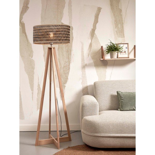 Crna/u prirodnoj boji stojeća svjetiljka s bambusovim sjenilom (visina 145 cm) Java – Good&Mojo-image-3