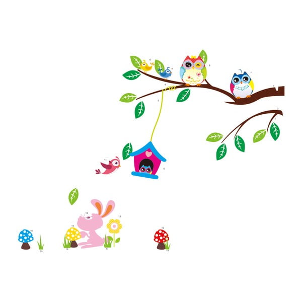 Set zidnih naljepnica Ambiance Owls and Bird Cage On Tree-image-1
