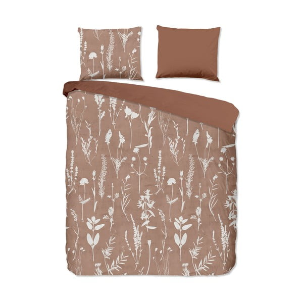 Smeđa pamučna posteljina za krevet za jednu osobu/za produženi krevet 140x220 cm Rav – Good Morning