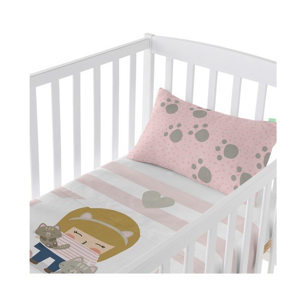 Set plahti i jastučnice od čistog Happynois Kittty pamuka, 100 x 130 cm-image-1