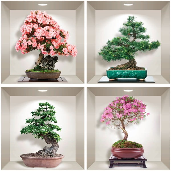 Set s 4 zidne 3D samoljepljive naljepnice Ambiance Bonsai of Seasons-image-1
