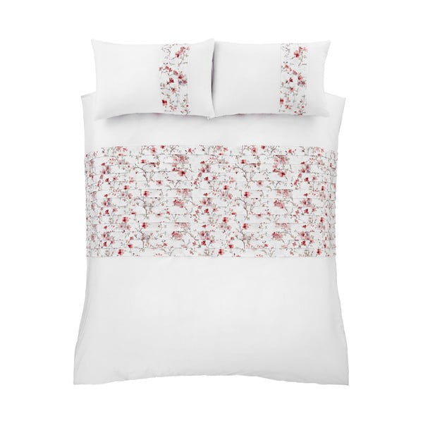Bijelo-crvena posteljina Catherine Lansfield Jasmine Floral, 200 x 200 cm