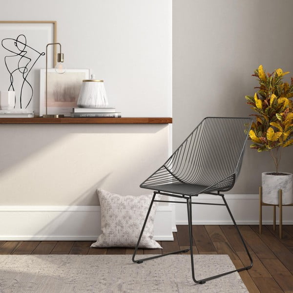 Crna metalna stolica CosmoLiving by Cosmopolitan Ellis-image-1