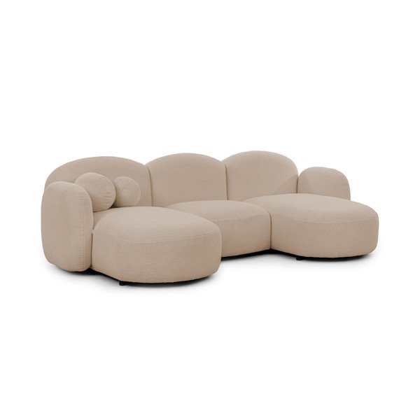 Svjetlo smeđa kutna garnitura od bouclé tkanine (u obliku slova "U") Orbit – Ropez