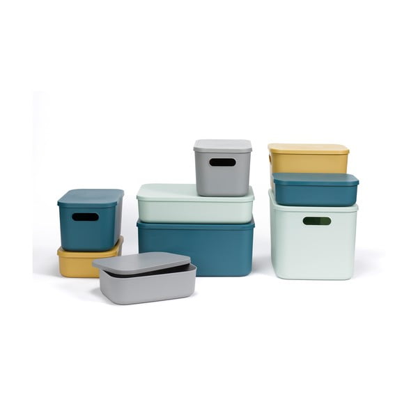 Siva plastična kutija za pohranu s poklopcem 35,5x25,5x23 cm – Homéa-image-3