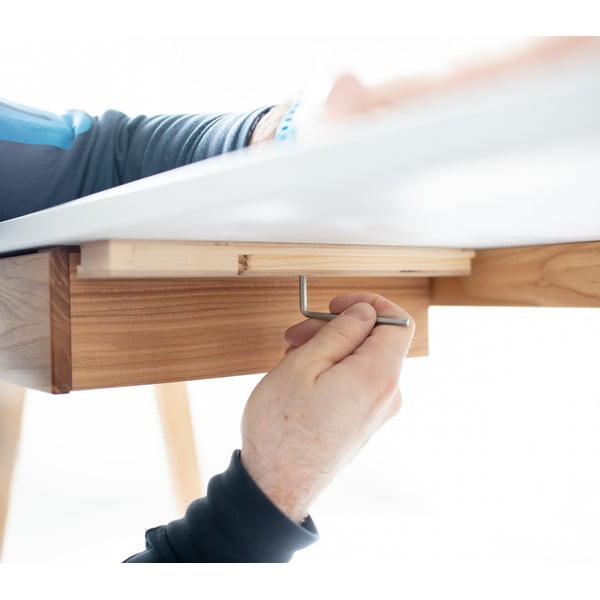 Bijeli radni stol s podnožjem od jasena Ragaba Luka, duljina 85 cm-image-4