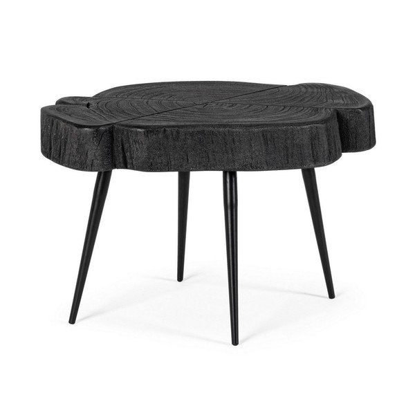 Crni stolić za kavu s pločom stola od bagrema 35x46 cm Zakia – Bizzotto