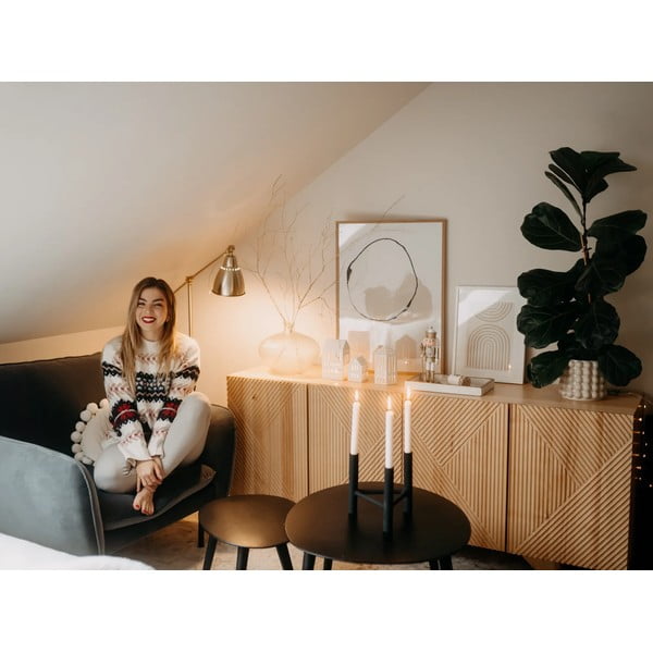 Crni aluminijski svijećnjak Bloomingville Deeb, visina 20 cm-image-3