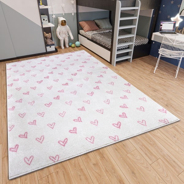 Bijeli/ružičasti dječji tepih 120x170 cm Hearts – Hanse Home-image-1