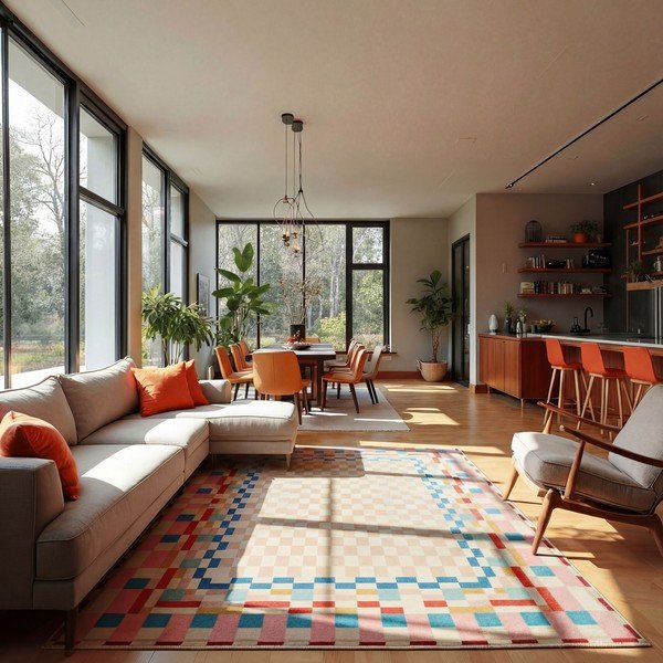 Tepih od mješavine vune 180x230 cm Checkered Border – Flair Rugs-image-1