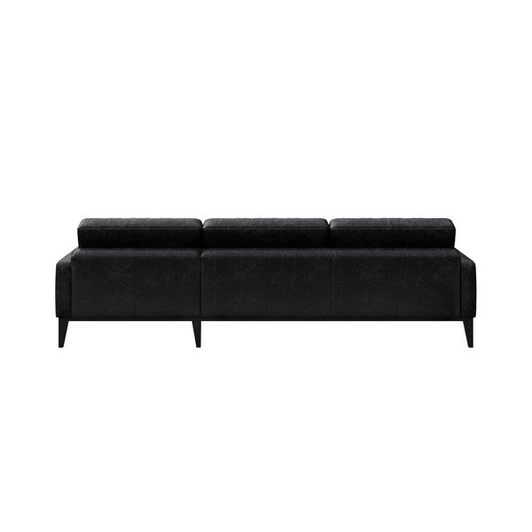 Crna kožna kutna garnitura MESONICA Musso Tufted, lijevi kut-image-3