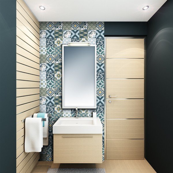 Set od 24 zidne samoljepljive naljepnice Ambiance Azulejos Rony, 10 x 10 cm-image-1
