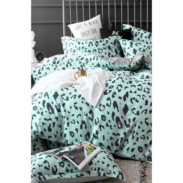 Mentol zelena pamučna posteljina za bračni krevet/za produženi krevet s uključenom plahtom/4-dijelna 200x220 cm Strawberry – Mila Home