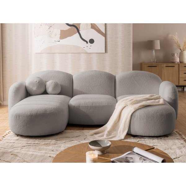 Siva kutna garnitura od bouclé tkanine (u obliku slova "U") Orbit – Ropez-image-1