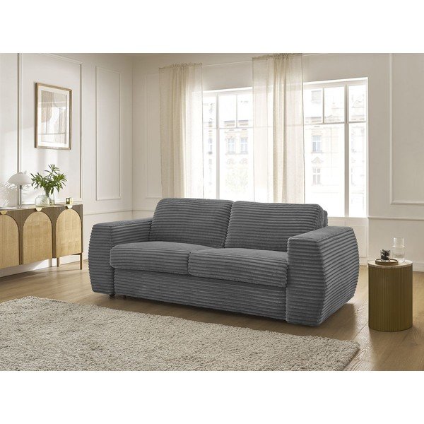 Tamno siva sofa za spavanje/sklopiva od samta 240 cm Hugo – Bobochic Paris-image-1