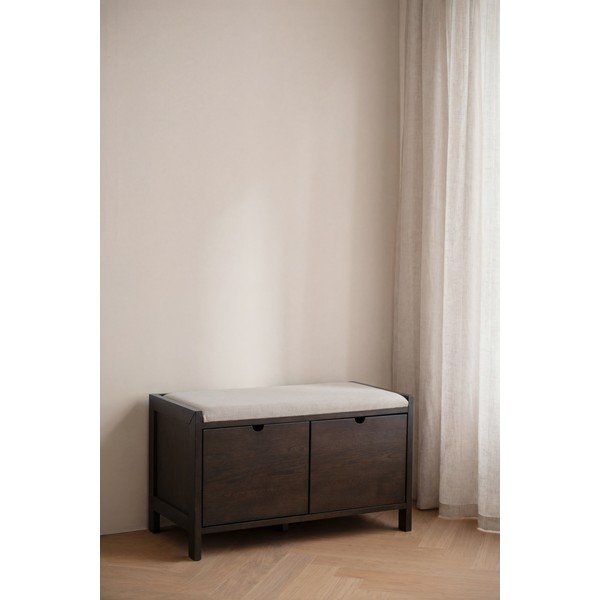 Ormarić za cipele od punog hrasta s klupom u tamnoj prirodnoj boji 80x47x41 cm Hillmond – Rowico-image-2