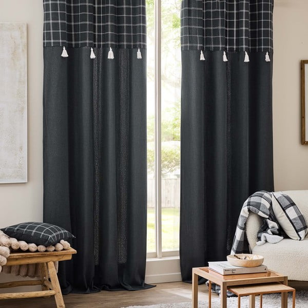 Antracitno siva zavjesa od mješavine pamuka 140x240 cm Everest – douceur d'intérieur-image-3