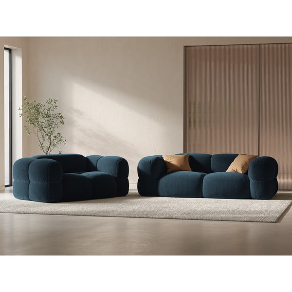 Tamno plava baršunasti sofa 180 cm Loretto – Cosmopolitan Design-image-1