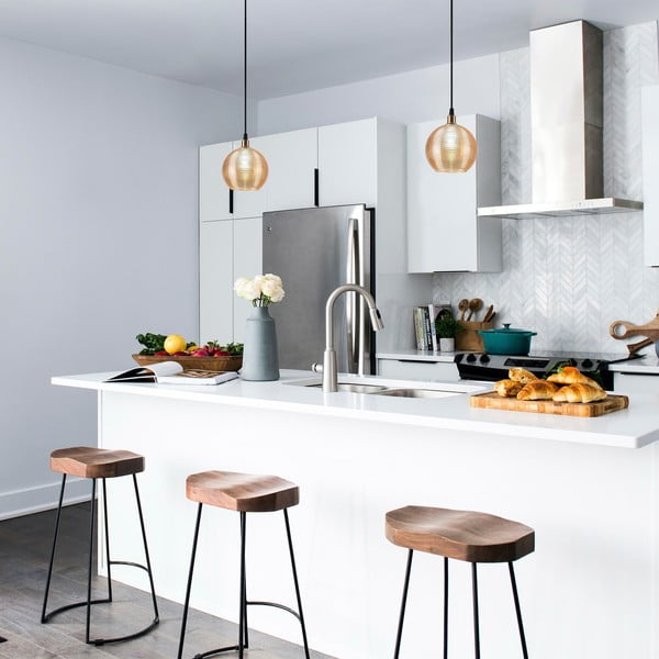 Oker žuta/u zlatnoj boji viseća svjetiljka sa staklenim sjenilom ø 15 cm Muzo – Opviq lights-image-1