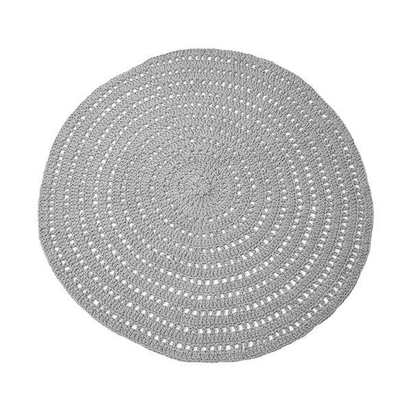 Sivi okrugli pamučni tepih LABEL51 Knitted, ⌀ 150 cm