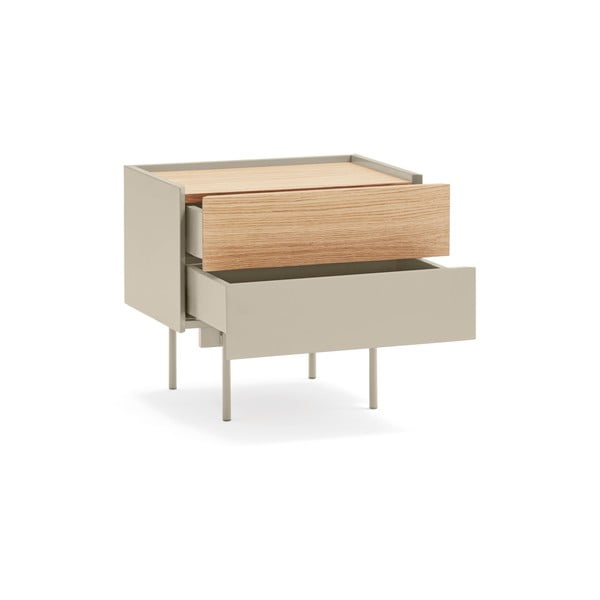 Bež/u prirodnoj boji noćni ormarić u dekoru hrasta Otto – Teulat-image-2