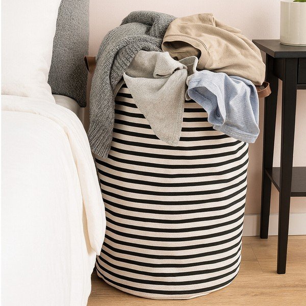 Crno-bijela tekstilna košara za rublje 54 l Stripe – Premier Housewares-image-2