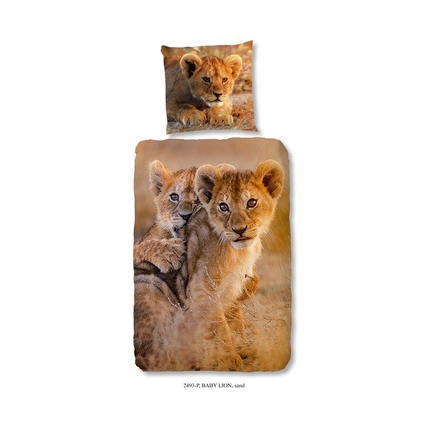 Dječja pamučna posteljina za krevet za jednu osobu Good Morning Baby Lion, 140 x 200 cm