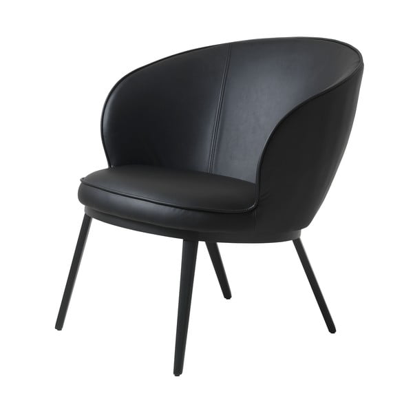 Crna fotelja od imitacije kože Unique Furniture Gain