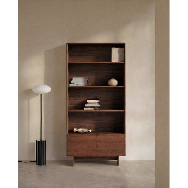 Regal u dekoru oraha u tamnoj prirodnoj boji 90x190x35 cm Norlen – Kave Home-image-1