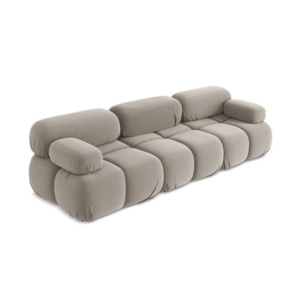 Bež baršunasti sofa 285 cm Lokua – Makamii-image-2