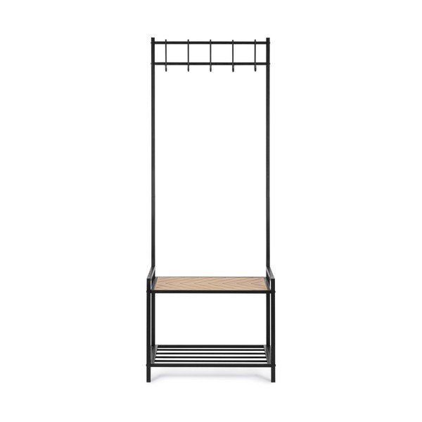 Crna/u prirodnoj boji metalna zidna vješalica s policom 64,5 cm Haldor – Yes Everyday-image-1