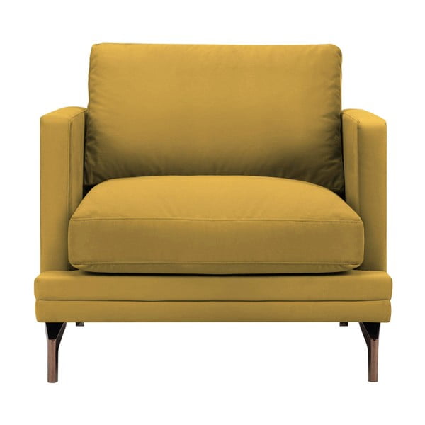 Žuta fotelja s postoljem u zlatu Windsor &amp; Co Sofas Jupiter